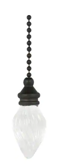 Commercial Electric 12 inch Bronze and Clear Flame Decorative Glass Pull Chain for Ceiling Fans and Lamps Damaged Box