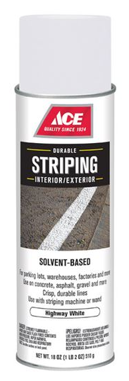 Ace Striper White Solvent-Based Striping Paint Spray 18 oz