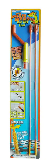 FlexiSnake Drain Weasel Hair Clog Tool Starter Kit for Drain Cleaning 3 Piece Damaged Box