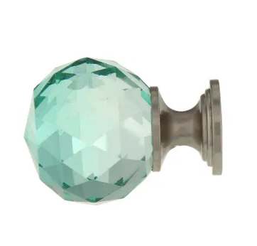 Liberty 1 3/16 inch 30mm Satin Nickel and Dark Teal Faceted Glass Cabinet Knob