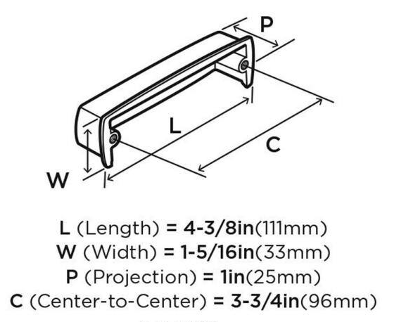 Amerock Kane 3 3/4 inch 96 mm Center to Center Satin Nickel Cabinet Cup Pull