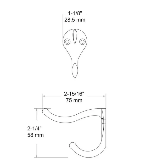 Liberty 2 2/7 inch Satin Nickel Coat Hook