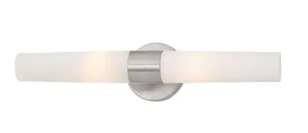 Hampton Bay Arla 2 Light Brushed Nickel Vanity Light with Tube Etched Glass