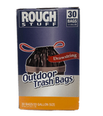 Rough Stuff 30 Gal Outdoor Trash Bags with Drawstring, 46 Count