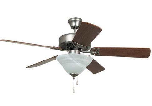 Builder Deluxe 52 Inch Brushed Polished Nickel with Ash/Mahogany Blades Contractor Ceiling Fan