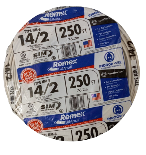 Romex Wire 14-2 Simpill Type NM-B Cable With Ground 250 Foot