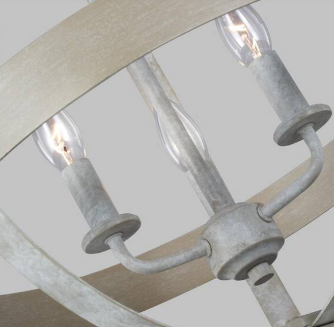 Davlin 3-Light Distressed White Wood Farmhouse Candlestick Empire Chandelier Damaged Box