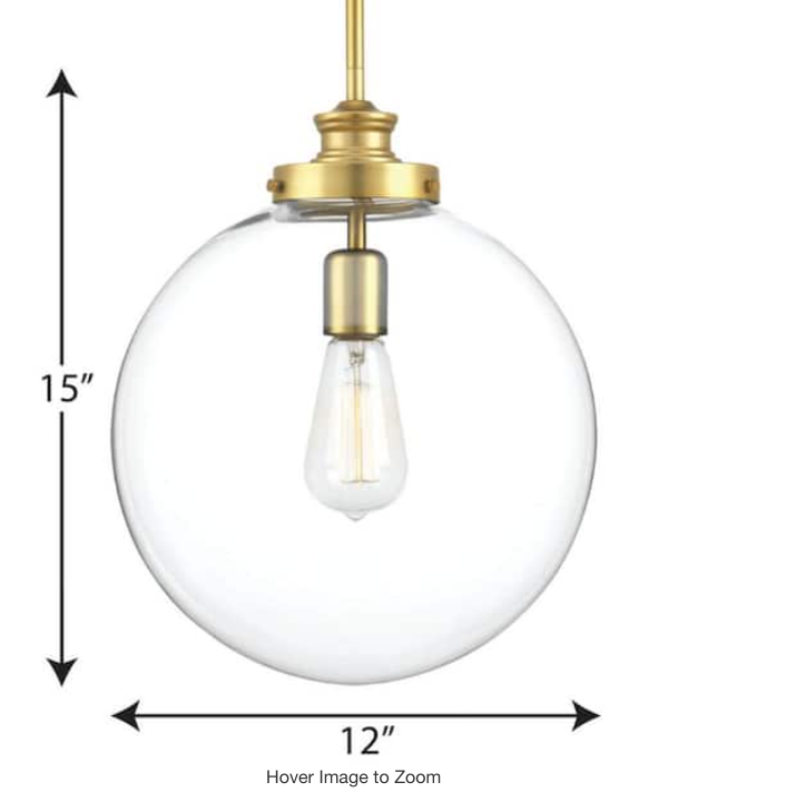 Penn Collection1-Light Golden Natural Brass Clear Glass Farmhouse Kitchen Pendant Light Damaged Box