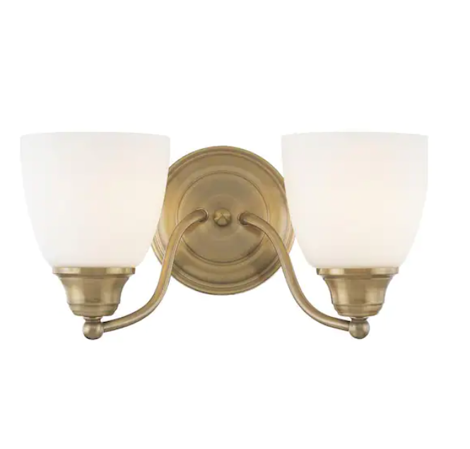 Livex Lighting Somerville 2 Light Antique Brass Bath Vanity Light Damaged Box