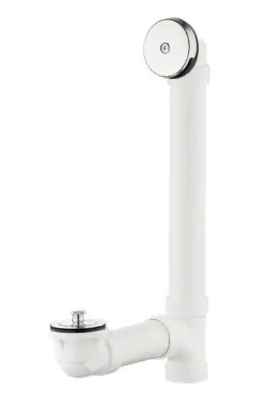 Twist and Close 1-1/2 in. Schedule 40 White PVC Pipe Bath Waste and Overflow Drain in Chrome *DAMAGED BOX*