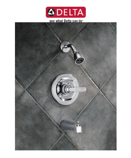 Delta BT13410 Installed Tub and Shower Trim in Chrome Damaged Box