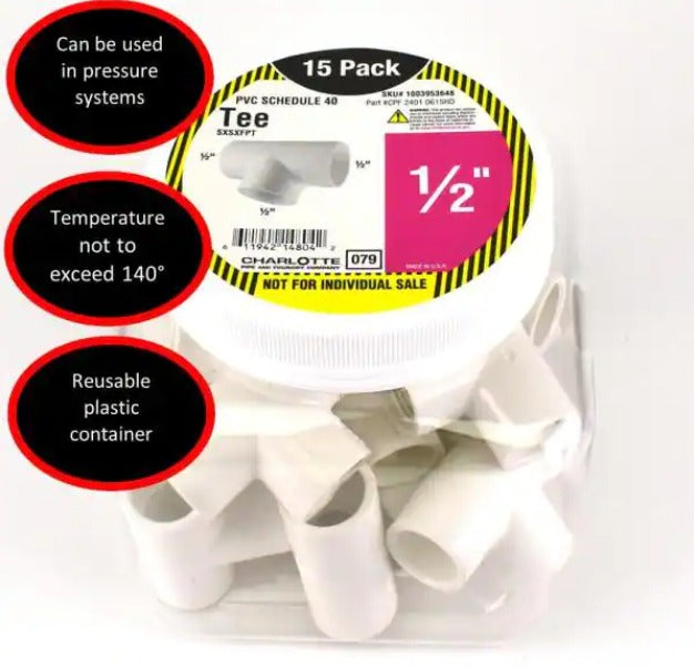 1/2 in. PVC Tee S x S x S Pro Pack (15-Pack)