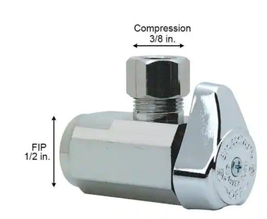 BrassCraft 1/2 in. FIP Inlet x 3/8 in. Compression Outlet 1/4-Turn Angle Valve *DAMAGED BOX*