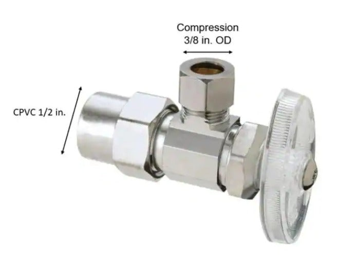 BrassCraft 1/2 in. CPVC Inlet x 3/8 in. Compression Outlet Multi-Turn Angle Valve *DAMAGED BOX*