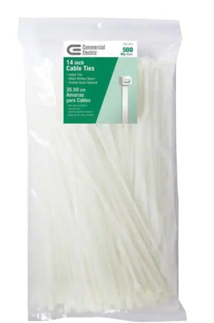 14 in. Cable Tie, Natural (500-Pack)