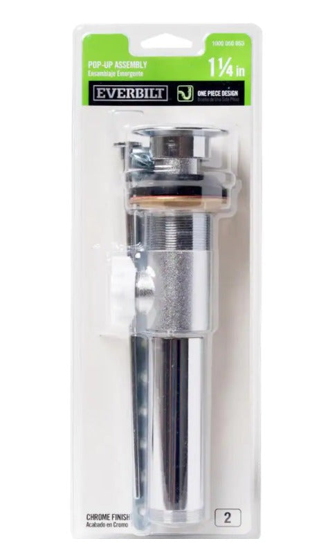 Everbilt 1 1/4 in. Chrome Sink Drain Pop Up Drain Assembly Damaged Box