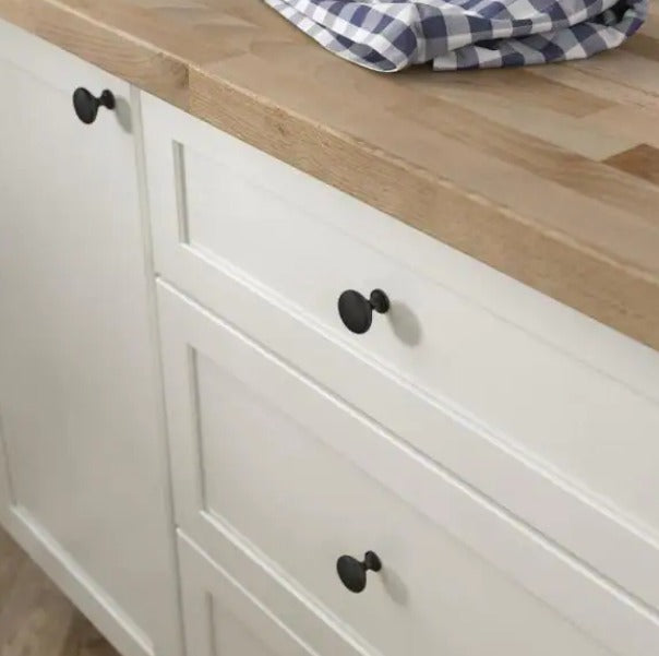 Classic Round 1-1/4 in. (32 mm) Matte Black Solid Cabinet Knob (10-Pack) *DAMAGED BAG*