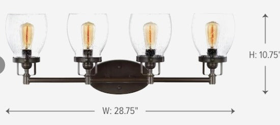 Sea Gull Lighting Belton 28.75-in 4-Light Heirloom Bronze Transitional Vanity Light *Damaged Box*