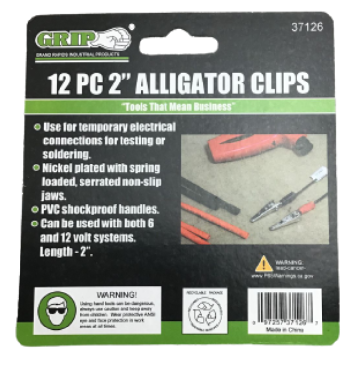 Grip 12 pc 2 Inch Alligator Clips