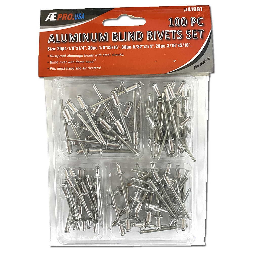 100 Piece Aluminum Blind Rivets Set