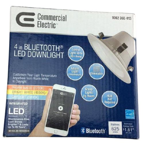 Commercial Electric Bluetooth 4 inch 2700K 5000K White Dimmable LED Recessed Trim with Color Temperature Tunable Feature Damaged Box