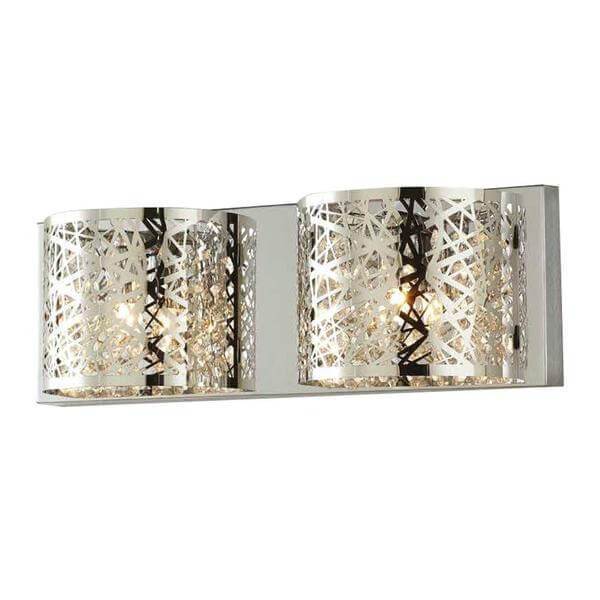 Carterton 2-Light Chrome Vanity Light with Crystal Accents Damaged Box-vanity lights-Tool Mart Inc.