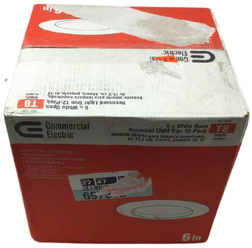 Commercial Electric 6 inch  R40 White Recessed Open Trim  Damaged Box