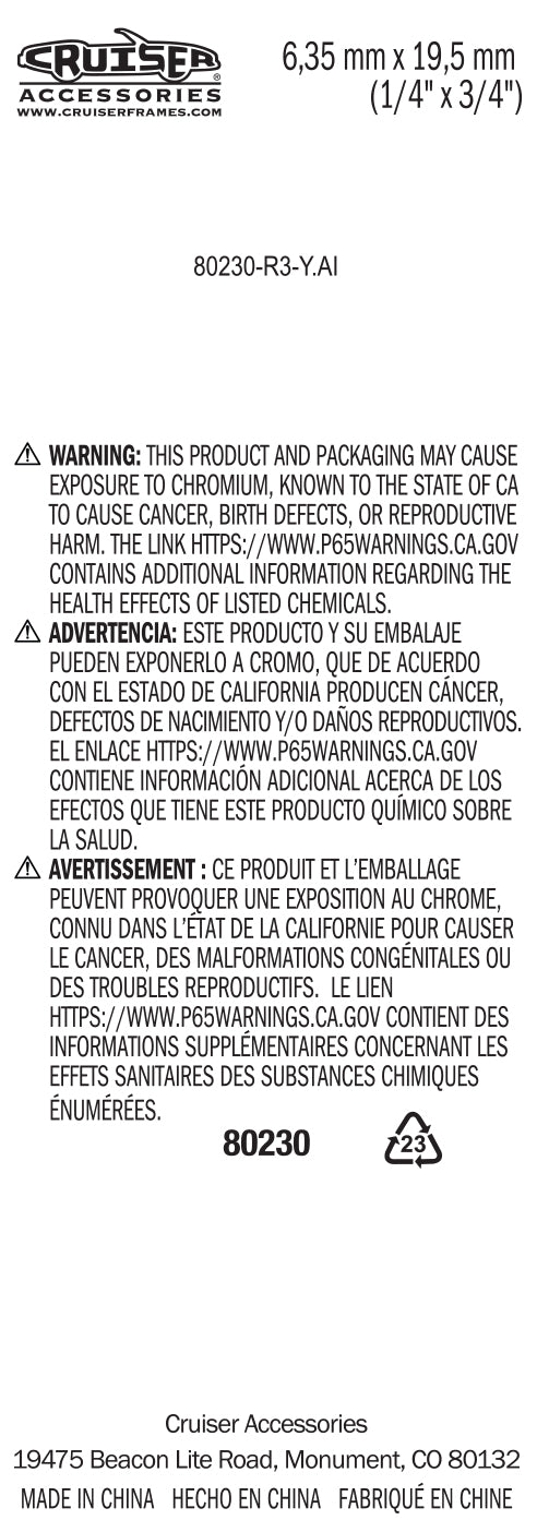 Cruiser Accessories Fasteners, Standard Steel
