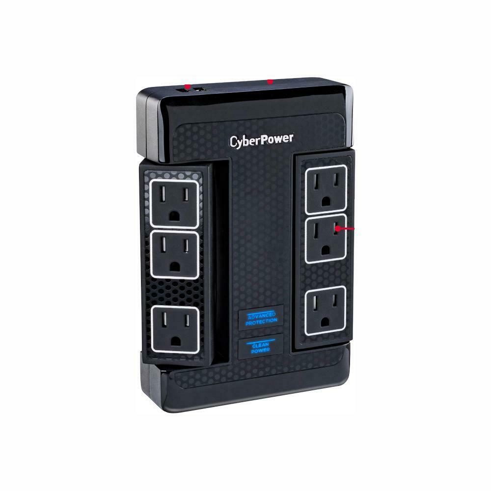 Cyberpower 6 Outlet Surge Protect Swivel Wall Tap USB Black Damaged Box