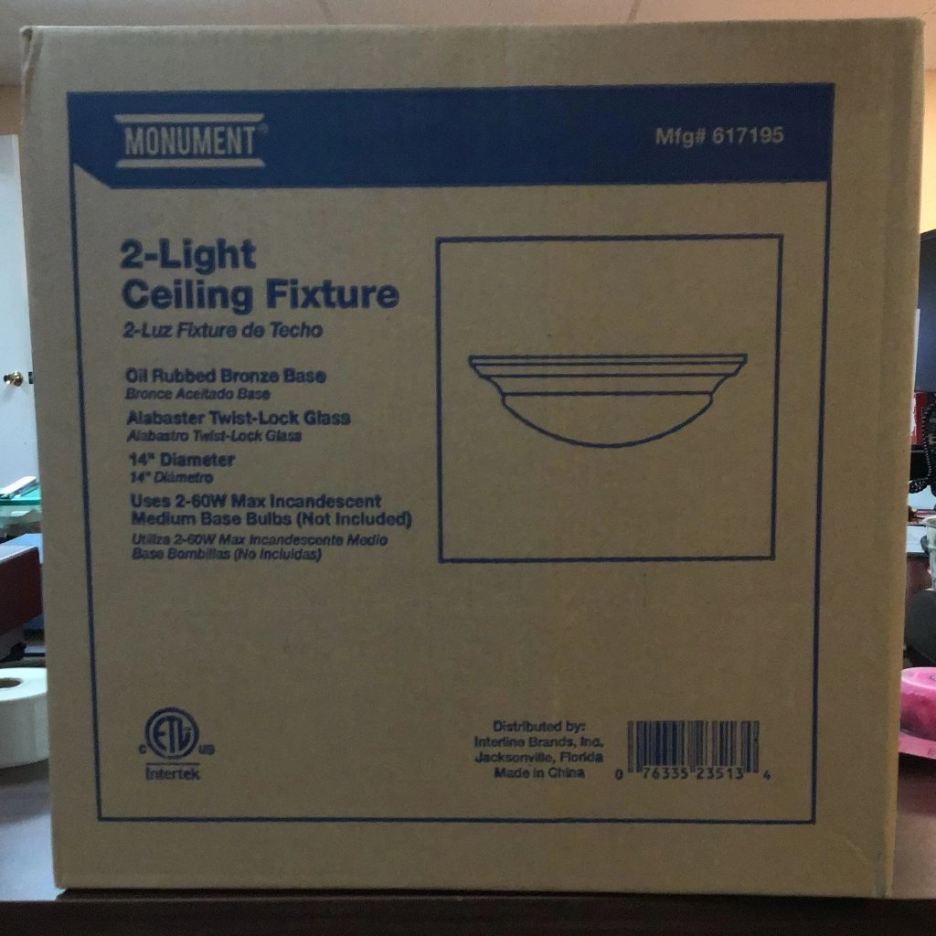 Decorative 14" 2 Lights Ceiling Fixture, Incandescent Medium Base, Oil Rubbed Bronze-Lighting-Tool Mart Inc.