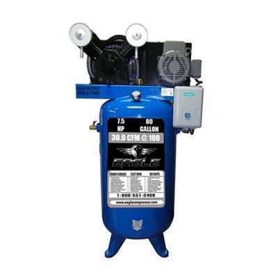 Eagle 7.5 HP 80 Gallon Single Stage Air Compressor (208-230v 1 Phase)-eagle air compressors-Tool Mart Inc.