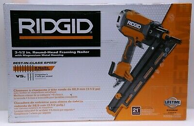 Ridgid 3-1/2 Inch Round Head Framing Nailer With Magnesium Metal Housing Damaged Box