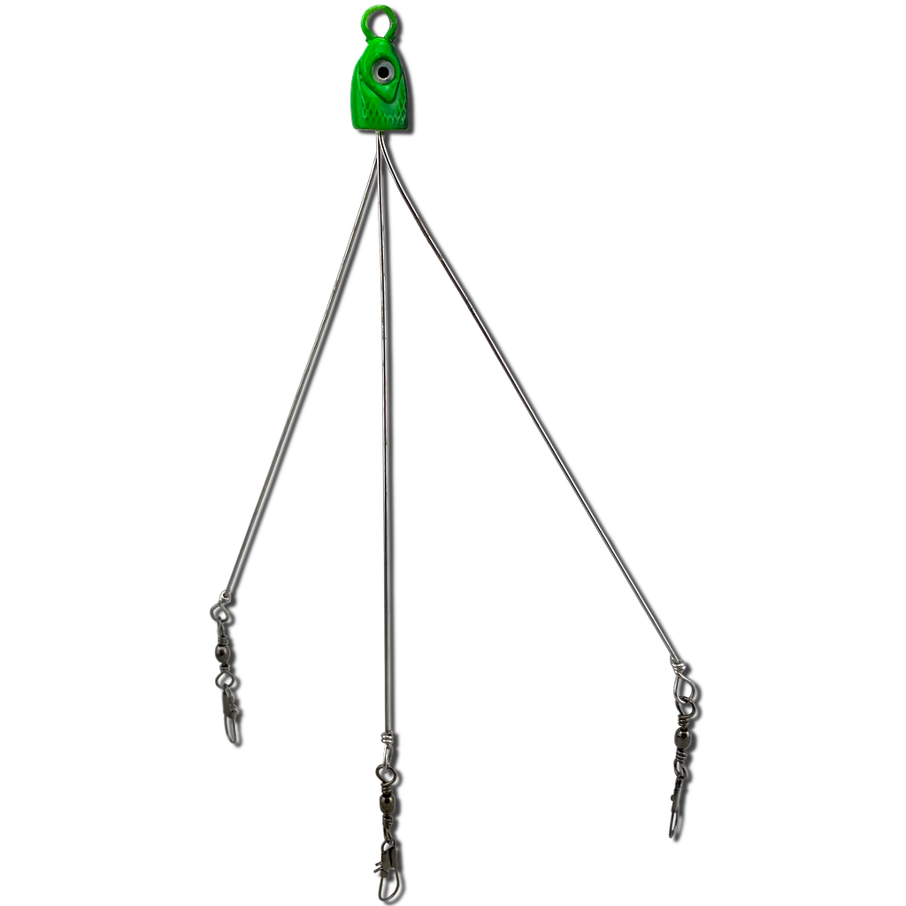 Paps Umbrella Fishing Rig 2 Pack 3 Hook Green