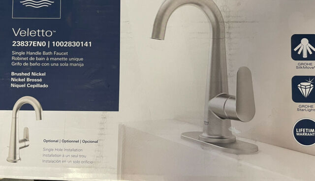 American Standard Grohe Veletto 4 Inch Centerset Single Handle Bathroom Faucet Brushed Nickel Damaged Box