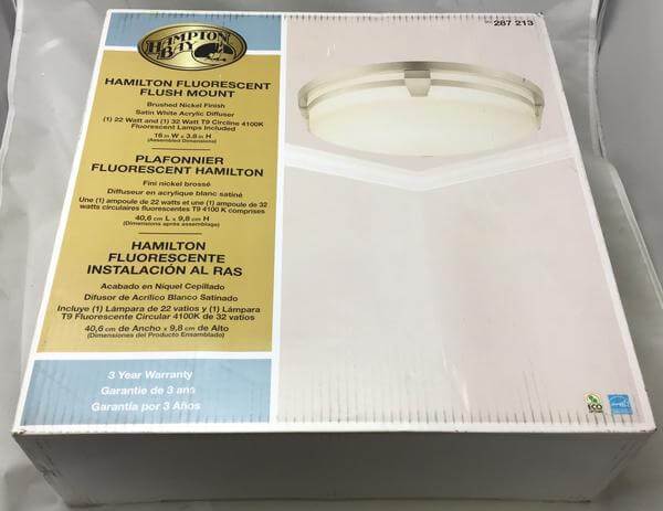 Hamilton 2-Light Brushed Nickel Fluorescent Flush Mount Damaged Box-Lighting-Tool Mart Inc.