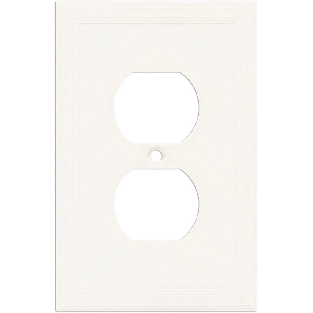 Hampton Bay 1 Gang Duplex Wall Plate - Bright White Damaged Box-outlets, switches, & plates-Tool Mart Inc.