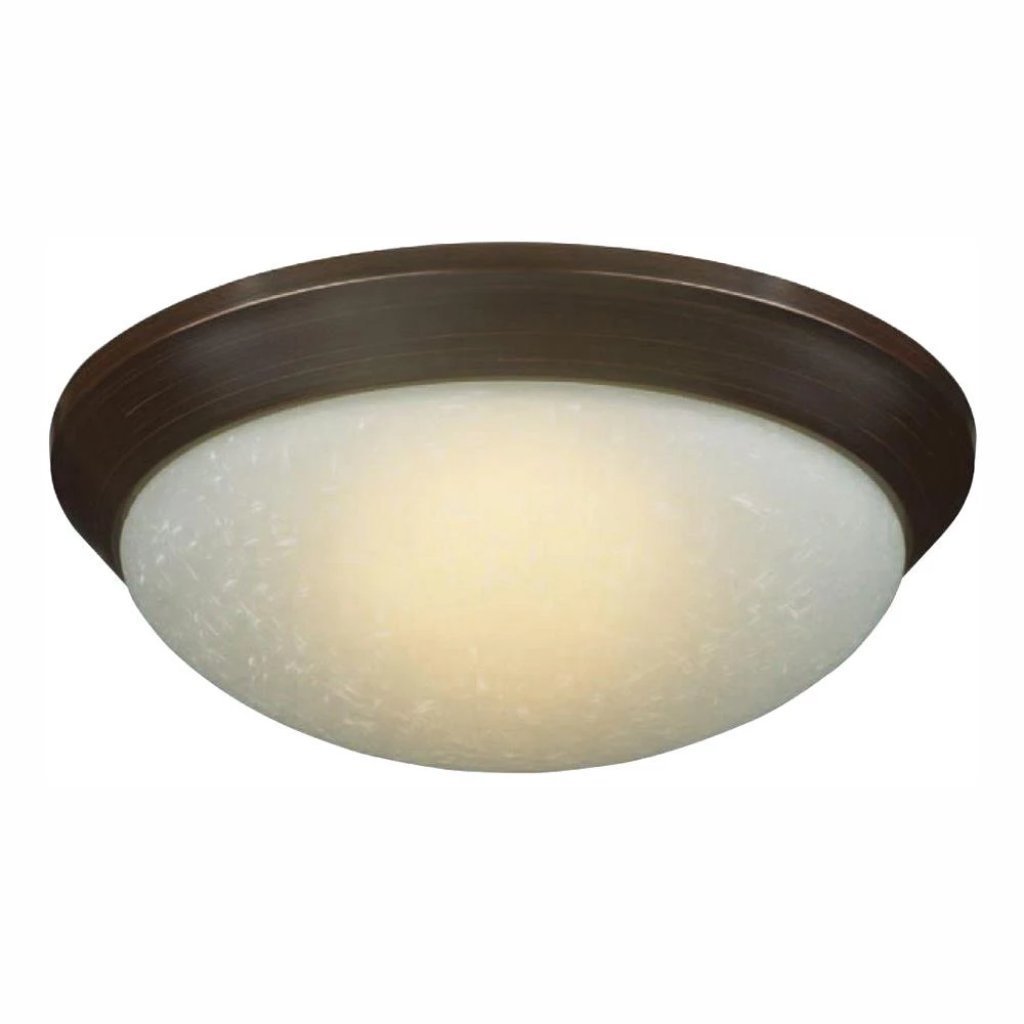 Hampton Bay 12.7 in. 120-Watt Equivalent Oil-Rubbed Bronze Integrated LED Flush Mount with Etched Linen Glass Shade Damaged Box-light-Tool Mart Inc.