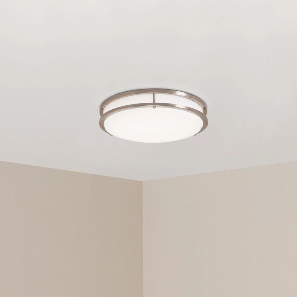 Hampton Bay Brushed Nickel LED Round Flush Mount Damaged Box-light-Tool Mart Inc.