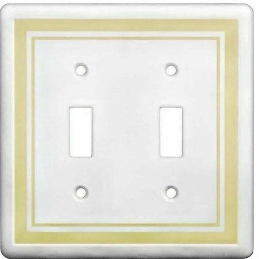 Hampton Bay Cast Stone Finish 2-Gang Toggle Light Switch Cover Plate Damaged Box-outlets, switches, & plates-Tool Mart Inc.