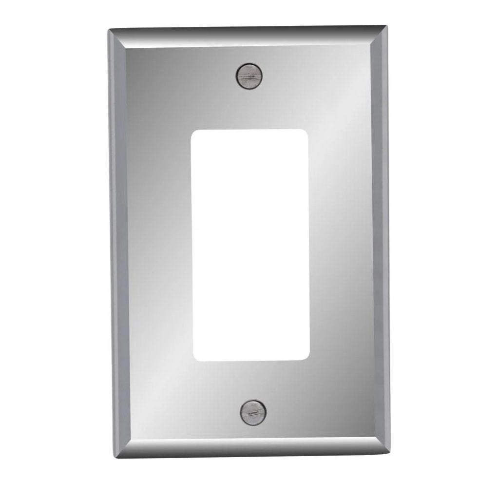 Hampton Bay Stamped Square Decorative Single Rocker Switch Plate, Polished Chrome Damaged Box-outlets, switches, & plates-Tool Mart Inc.