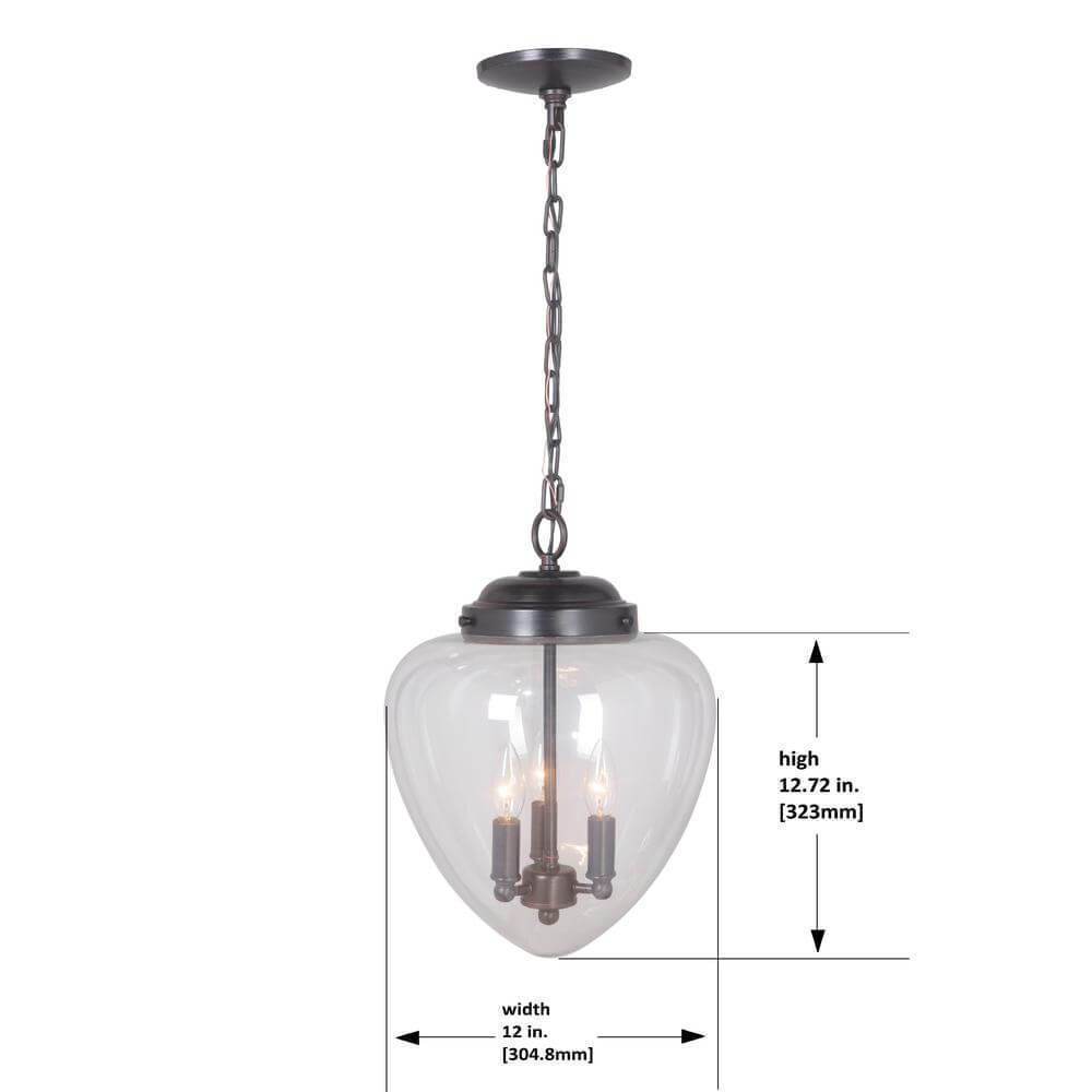 Hardwired Pendant Series 3-Lights Brushed Bronze Mini Chandelier with Clear Shade Damaged Box-Lighting-Tool Mart Inc.