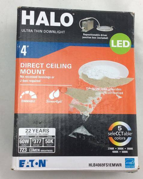 HLB 4 in. White Round Integrated LED Recessed Light Direct Mount Kit with Selectable CCT (2700K-5000K), (No Can Needed) Damaged Box-recessed fixtures-Tool Mart Inc.