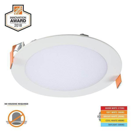 HLB 6 in. White Round Integrated LED Recessed Light Direct Mount Kit with Selectable CCT (2700K-5000K), (No Can Needed) Damaged Box-recessed fixtures-Tool Mart Inc.