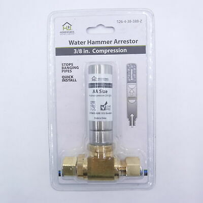 HOMEWERKS 3/8 in. COMP x 3/8 in. COMP Lead Free Stainless Steel Straight Water Hammer Arrestor