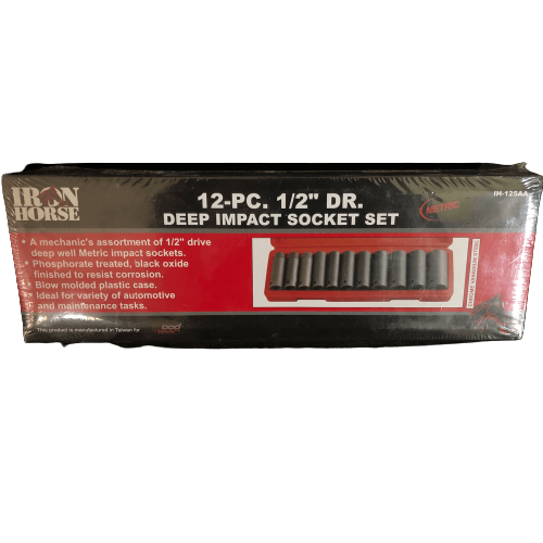 Iron Horse 12 PC 1 2 Inch DR Deep Impact Socket Set Metric