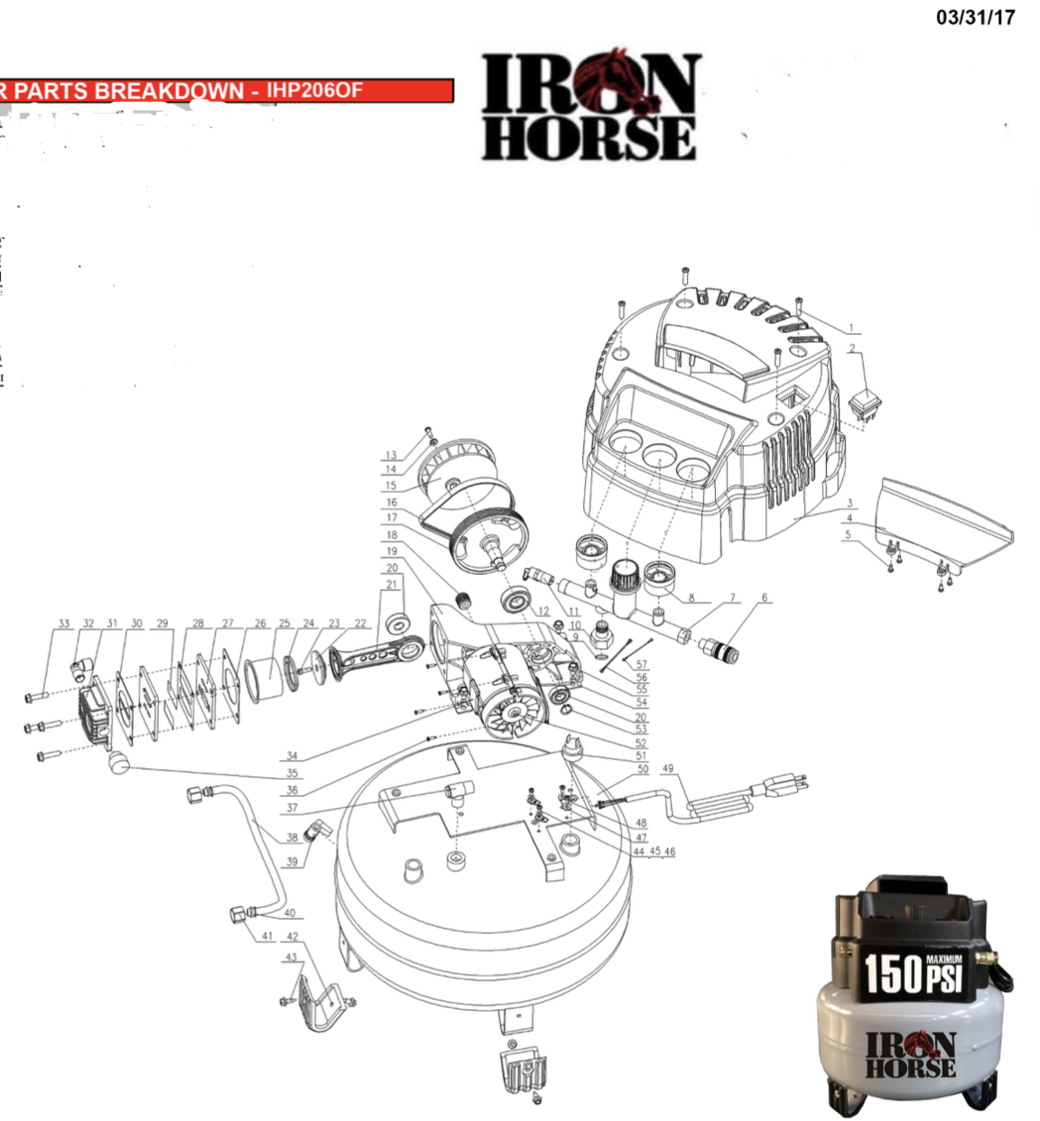 Iron Horse 6 Gallon Air Compressor Pancake Style-iron horse air compressors-Tool Mart Inc.