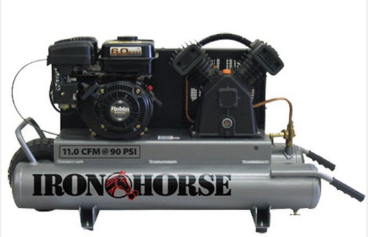 Iron Horse Air Compressor 6 Horsepower Kohler Engine 10 Gallon Twin Tank-iron horse air compressors-Tool Mart Inc.