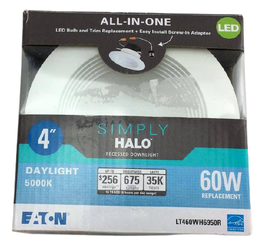 LT 4 inch White Integrated LED Recessed Ceiling Light Retrofit Trim at 5000K Daylight Damaged Box