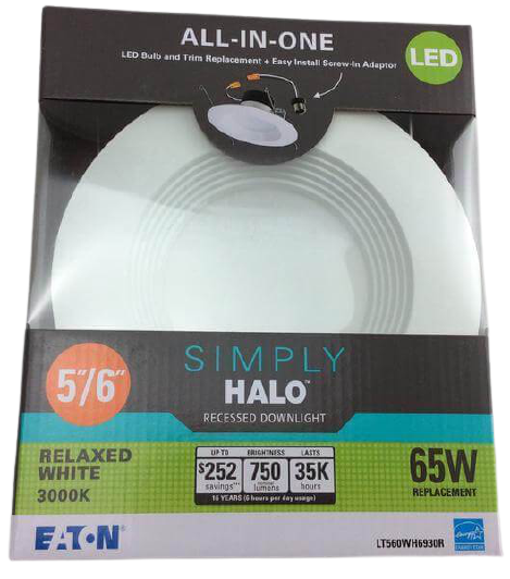 Simply Halo LT 5 inch and 6 inch White Integrated LED Recessed Ceiling Light Fixture Retrofit Downlight Trim 90 CRI 3000K Soft White