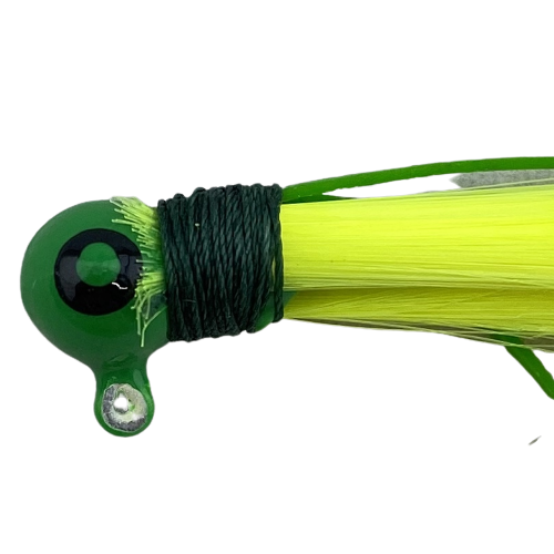 Paps Hair Jig 5 Pack Green Head Yellow Tail